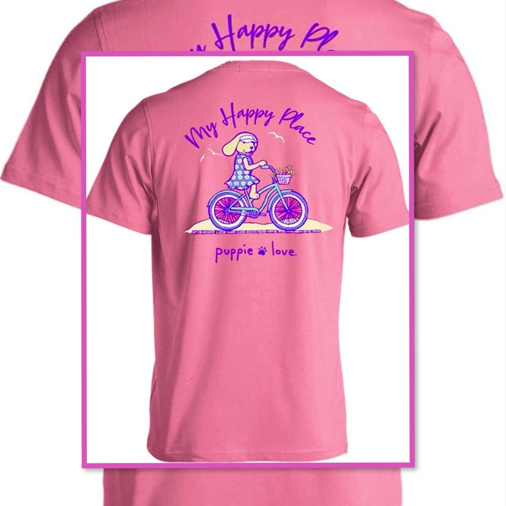 Puppie Love Pink 'My Happy Place' Graphic Tee L